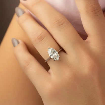 Majestic Bloom 3.0 Carat Marquise Cut Engagement Ring in Sterling Silver