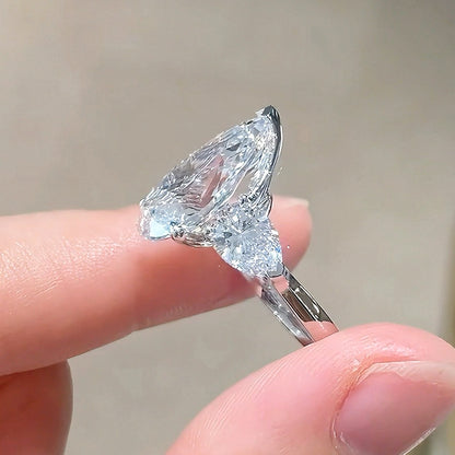 Majestic Sparkle 7.0 Carat Pear Cut Engagement Ring in Sterling Silver