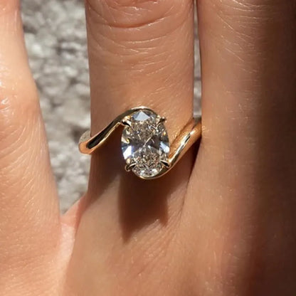 Moonlit Oath 2.0 Carat Oval Cut Engagement Ring in Sterling Silver