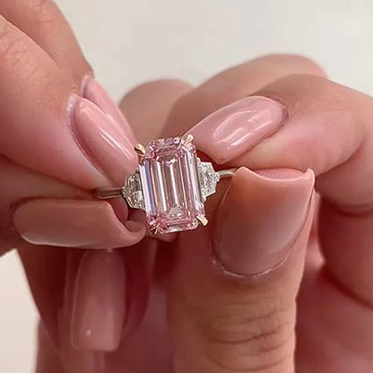 Celestial Charm 7.0ct Emerald Cut Engagement Ring in Sterling Silver