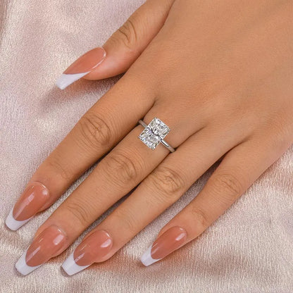 Heirloom Glow 4.5 Carat Radiant Cut Engagement Ring in Sterling Silver