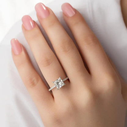 Royal Gleam 1.0 Carat Princess Cut Engagement Ring in Sterling Silver