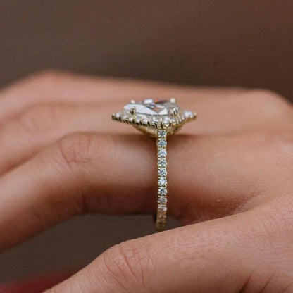 Majestic Bloom 3.0 Carat Pear Cut Engagement Ring in Sterling Silver
