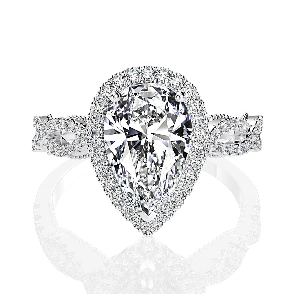 Regal 2.0 Carat Pear cut Engagement Ring for Women in Sterling Silver