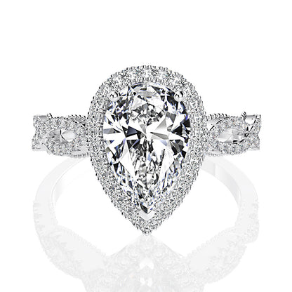 Regal 2.0 Carat Pear cut Engagement Ring for Women in Sterling Silver