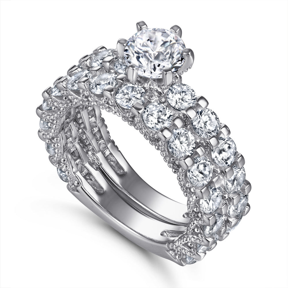 Timeless 1.0ct Round cut 2pc Wedding Ring Set for Women in Sterling Silver