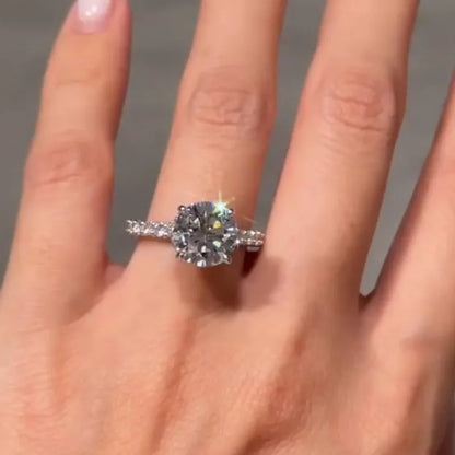 Moonlit Oath 2.0 Carat Round Cut Engagement Ring in Sterling Silver