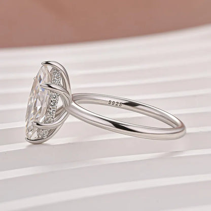 Moonlit Oath 3.0 Carat Marquise Cut Engagement Ring in Sterling Silver