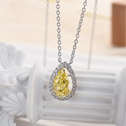 2.0ct Luxe Pear Cut Pendant Necklace For Women In Yellow Gold