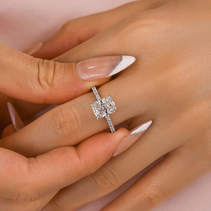Dazzling Union 3.5ct Radiant Cut Engagement Ring in Sterling Silver