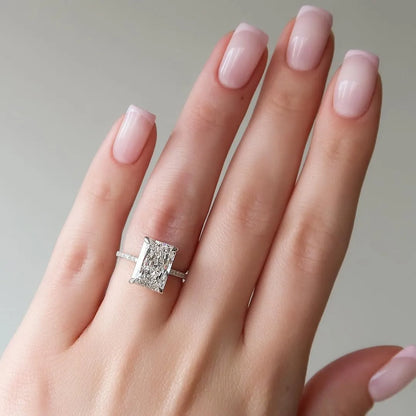 Dazzling Union 3.5ct Radiant Cut Engagement Ring for Women in Sterling Silver