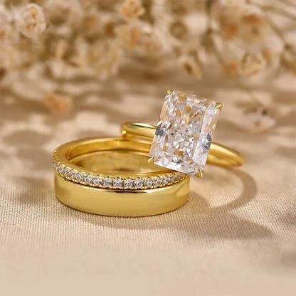 Dazzling Union 4.5ct Radiant Cut Wedding Set in Sterling Silver