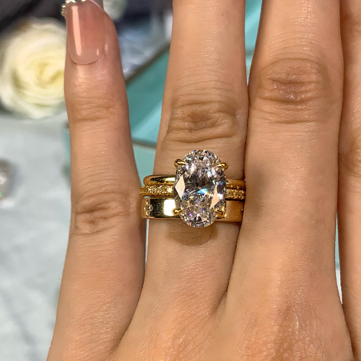 Timeless Allure 3.0 Carat Oval Cut 3-Piece Wedding Set in Sterling Silver