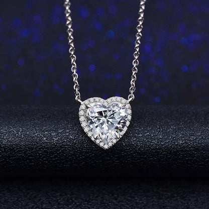 4.0ct Timeless Halo Heart Cut Pendant Necklace In White Gold