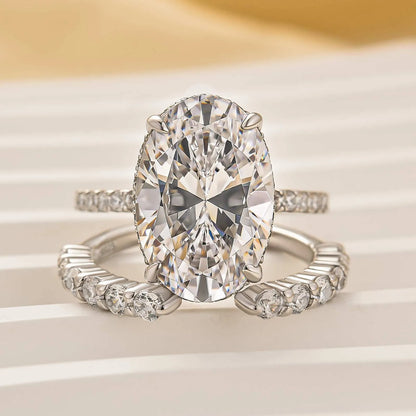 Moonlit Oath 6.0 Carat Oval Cut Wedding Set in Sterling Silver