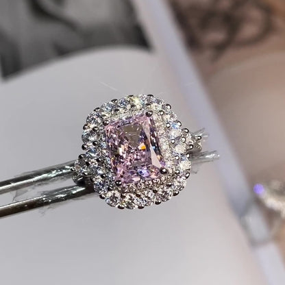 Sophisticated 3.0ct Emerald cut Engagement Ring in Sterling Silver