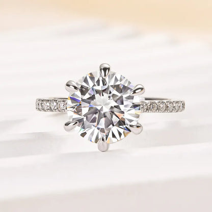 Majestic Bloom 5.0 Carat Round Cut Engagement Ring in Sterling Silver
