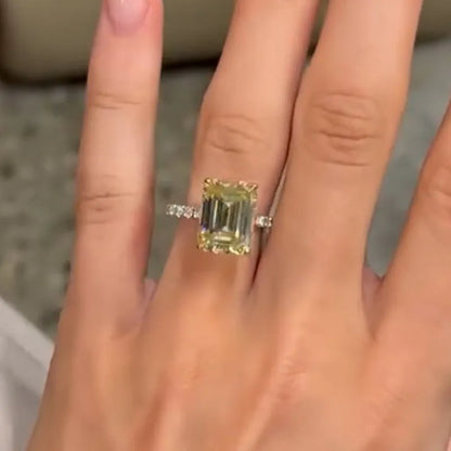 Celestial Charm 3.5ct Emerald Cut Engagement Ring for Women in Sterling Silver