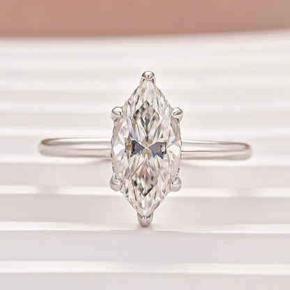 Moonlit Oath 3.0 Carat Marquise Cut Engagement Ring in Sterling Silver