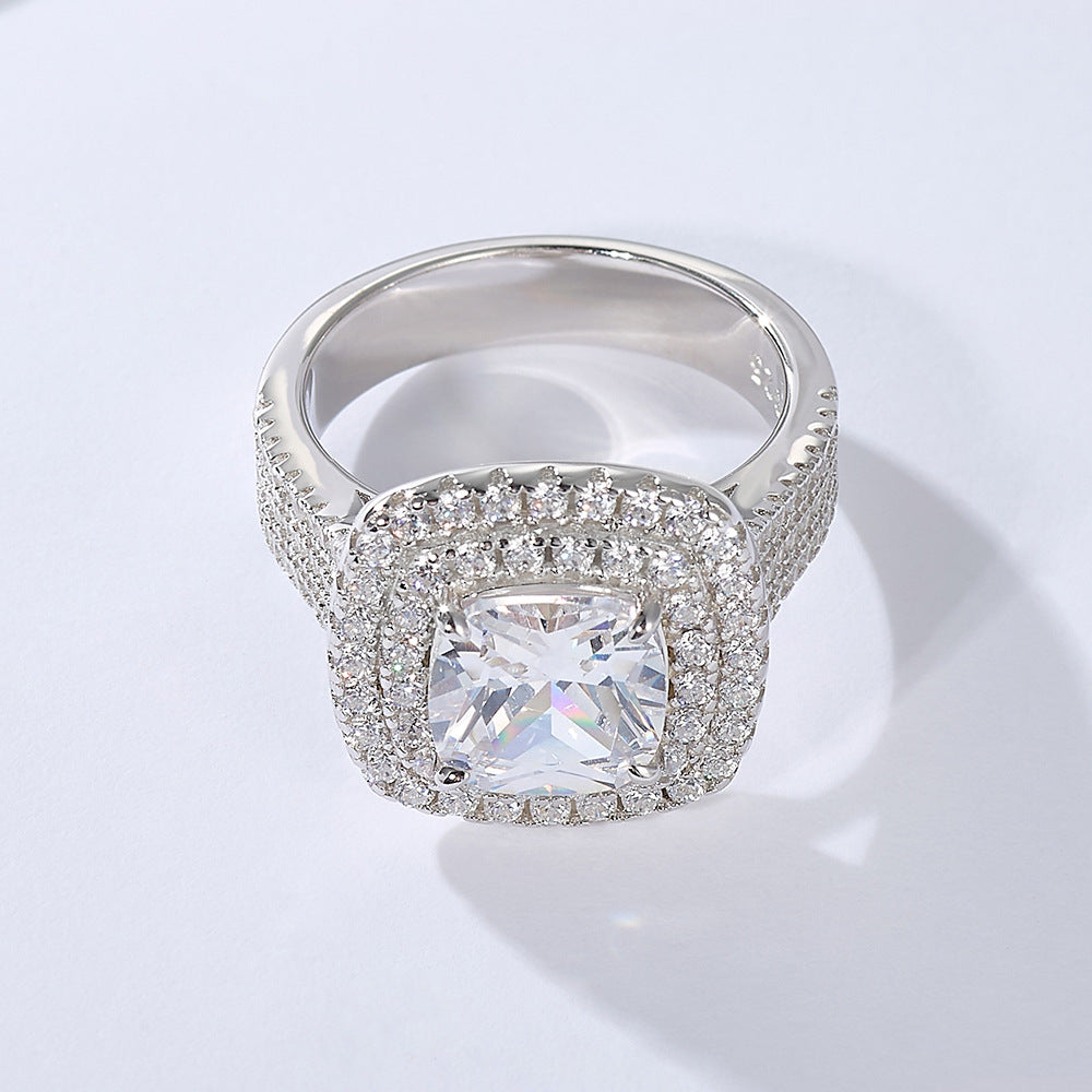 Regal 3.0ct Cushion cut Engagement Ring for Women in Sterling Silver