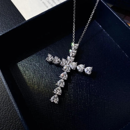 Classic Halo Heart Cut Pendant Necklace For Women In White Gold