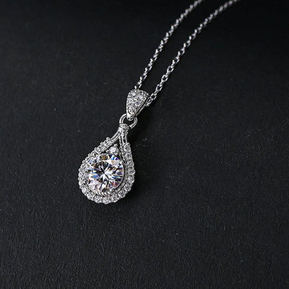 1.0 Ct Polished Round Cut Pendant Necklace For Women In White Gold