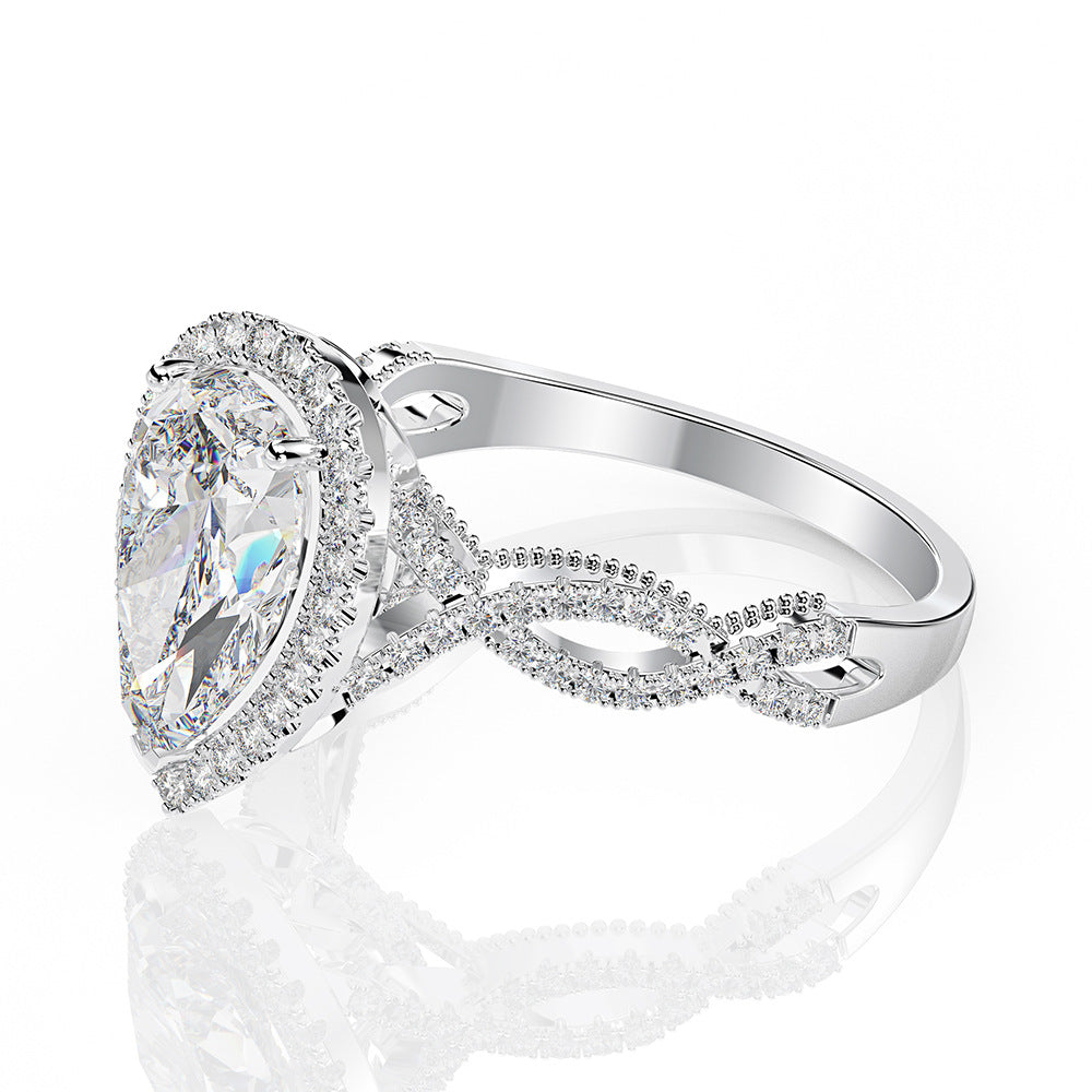 Regal 2.0 Carat Pear cut Engagement Ring for Women in Sterling Silver