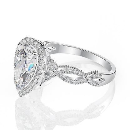 Regal 2.0 Carat Pear cut Engagement Ring for Women in Sterling Silver