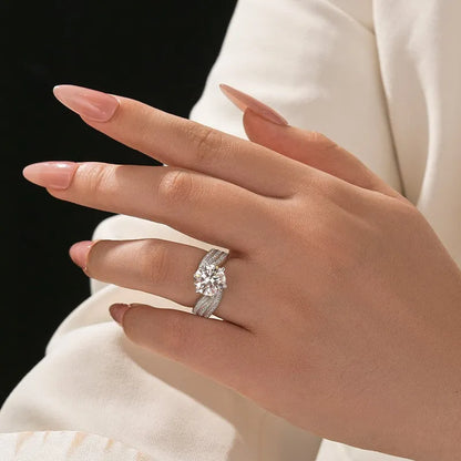 Royal Gleam 3.0 Carat Round Cut Engagement Ring in Sterling Silver