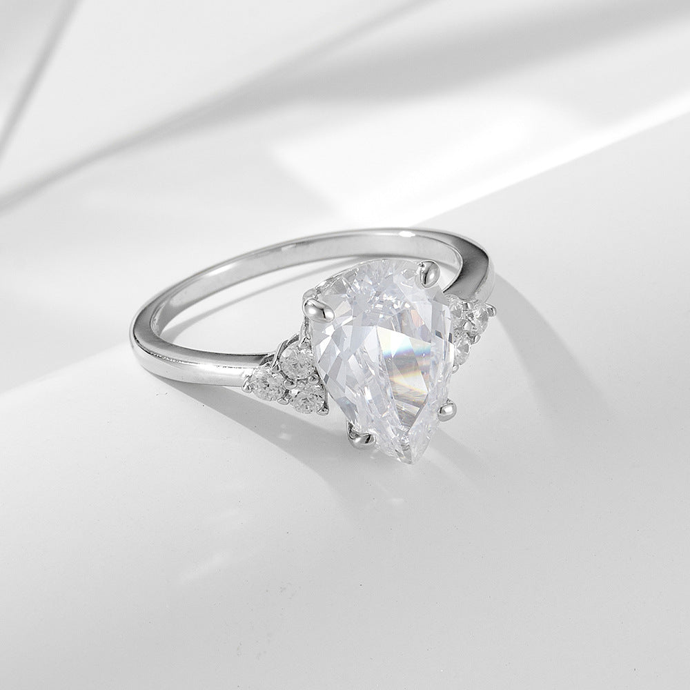 Romantic 3.0ct Pear cut Engagement Ring in Sterling Silver