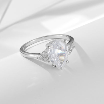 Romantic 3.0ct Pear cut Engagement Ring in Sterling Silver