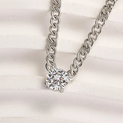 1.0 Ct Refined Halo Round Cut Pendant Necklace In White Gold