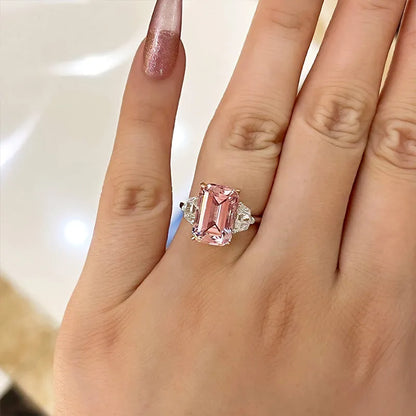 Celestial Charm 7.0ct Emerald Cut Engagement Ring in Sterling Silver