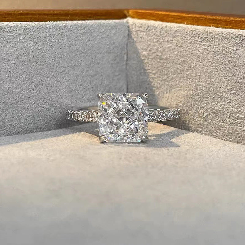 Glamorous 3.0ct Radiant cut Engagement Ring for Women in Sterling Silver
