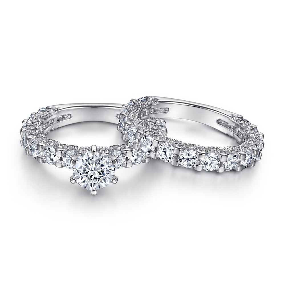 Timeless 1.0ct Round cut 2pc Wedding Ring Set for Women in Sterling Silver