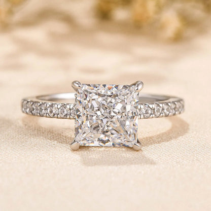 Royal Gleam 1.0 Carat Princess Cut Engagement Ring in Sterling Silver