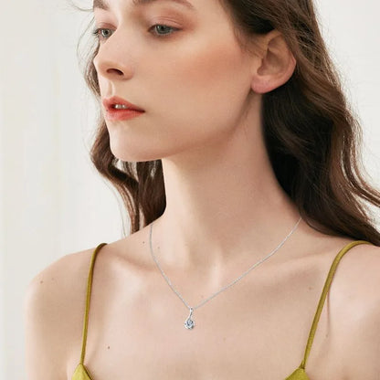 2.0 Ct Statement Halo Round Cut Pendant Necklace In White Gold
