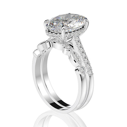 Regal 4.0ct Oval cut 2pc Wedding Ring Set for Women in Sterling Silver