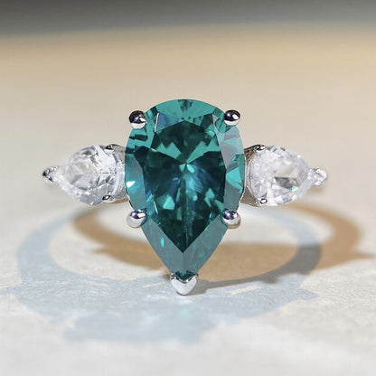 Regal 7.0 Carat Pear Cut Engagement Ring for Women in Sterling Silver