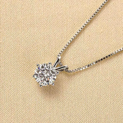 1.0 Ct Radiant Round Cut Pendant Necklace In White Gold
