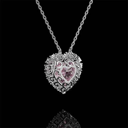 2.0 Ct Refined Heart Cut Pendant Necklace In White Gold