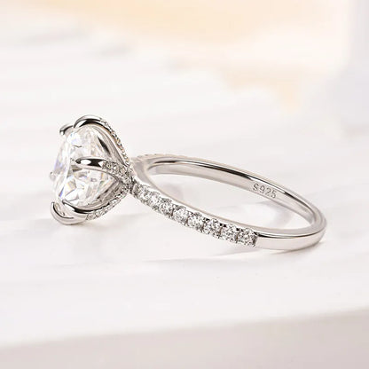 Regal Whisper 3.0 Carat Round Cut Engagement Ring in Sterling Silver