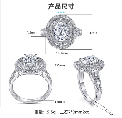 Elegant 2.0ct Oval cut Engagement Ring for Women in Sterling Silver