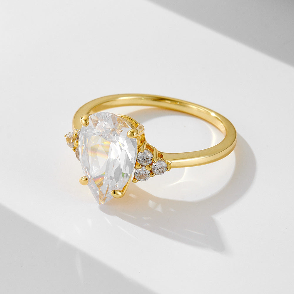 Romantic 3.0ct Pear cut Engagement Ring in Sterling Silver