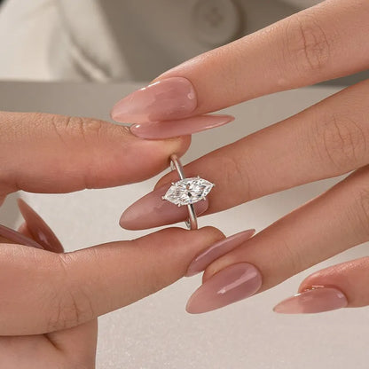 Moonlit Oath 3.0 Carat Marquise Cut Engagement Ring in Sterling Silver