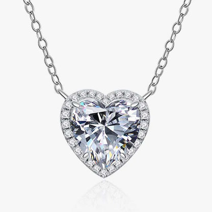 4.0ct Timeless Halo Heart Cut Pendant Necklace In White Gold