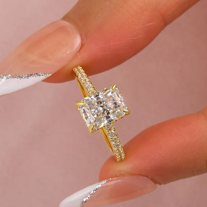 Dazzling Union 3.5ct Radiant Cut Engagement Ring in Sterling Silver