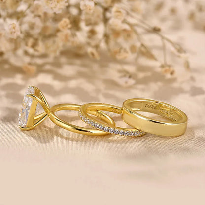 Dazzling Union 4.5ct Radiant Cut Wedding Set in Sterling Silver