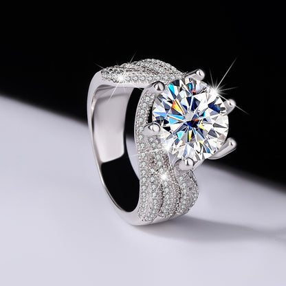 Regal 5.0ct Round cut Engagement Ring for Women in Sterling Silver