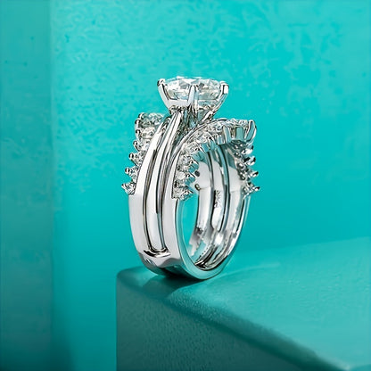 Elegant 3.0ct Round cut 2pc Wedding Ring Set in Sterling Silver
